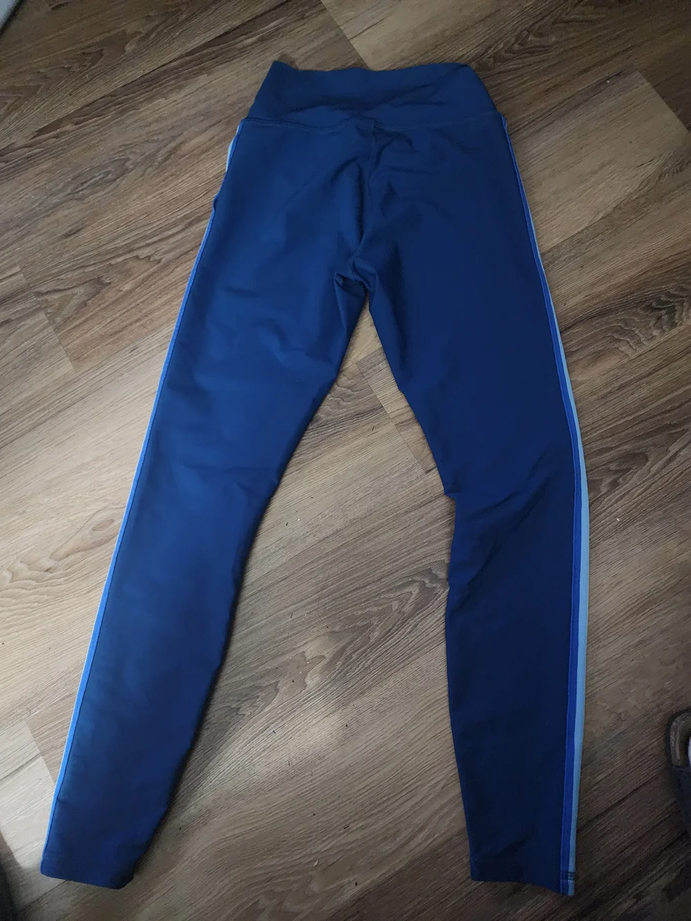 Spiritual Gangster Blue Leggings with Red and Yellow Side Stripes